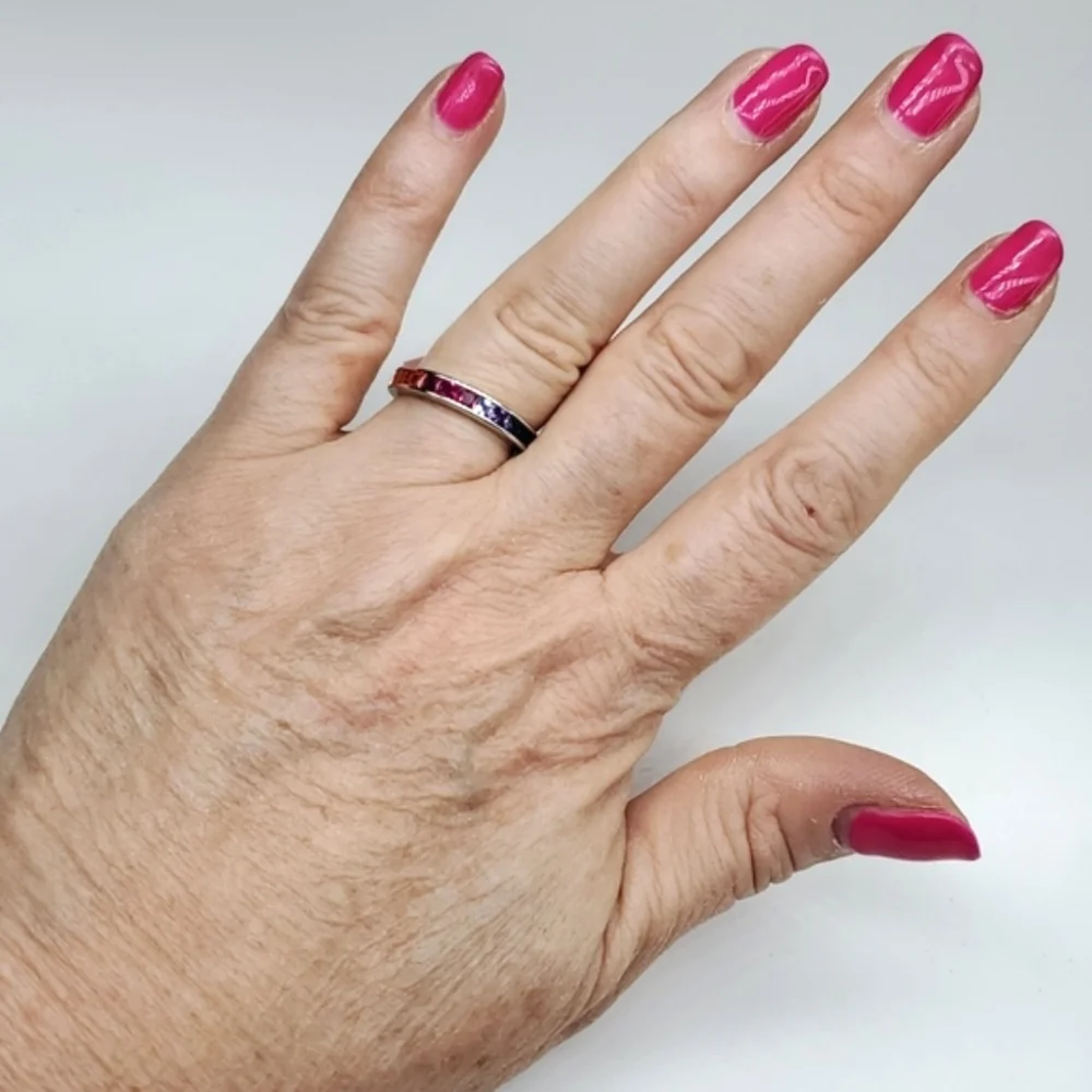 LUSTRO STELLA AAA Multi Color Premium Cubic Zirconia Ring in Sterling Silver